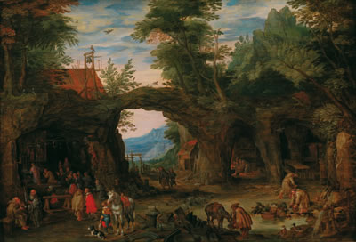 Jan Brueghel, Felslandschaft mit Messe in einer Grotte, erzielter Preis € 