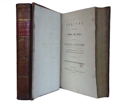  Strahan and Cadell, 1776. Two volumes. Quarto. Contemporary calf, red morocco labels, joints restored. Complete with half-title in second volume (none issued in first volume). Some foxing and browning. An excellent copy. Courtesy of The 19th Century Rare Book and Photograph Shop of New York.