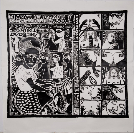 Cameron Platter, Black Up that White Ass II, 2009, Pencil crayon on paper, 240cm x 240cm
