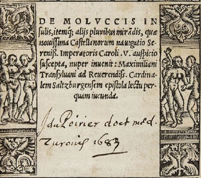 Magellan. Maximilianus Transsylvanus, De Moluccis insulis,...1523. Schätzung