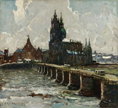 Ernst Kolbe, Dresden - Blick auf Augustusbrücke und Hofkirche.