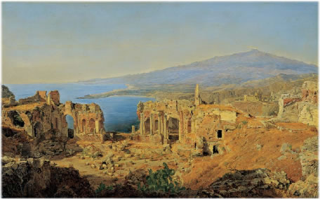 Ferdinand Georg Waldmüller (1793-1865) Ruine des griechischen Theaters zu Taormina 