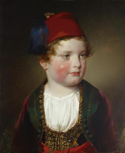 Victor Prinz Odescalchi (1833–1880) als fünfjähriges Kind in griechischem Kostüm, 1838
