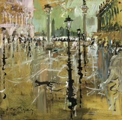 Hans Robert Pippal, 1915-Wien-1998, Venedig, Piazzetta im Regen