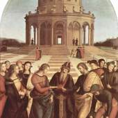 Raffael Sanzio 1483 - 1520, "Die Vermählung der Maria", 1504, Öltempera auf Holz, Pinacoteca di Brera, Mailand. Bildmaterial: www.weltum.de