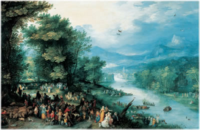 Jan Brueghel der Ältere (1568-1625) Landschaft mit dem jungen Tobias / Landscape