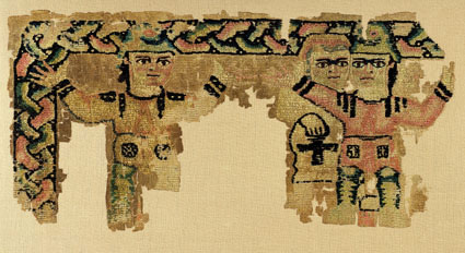 Koptischer Stoff, Wolle, Leinen, Br. 1,05 m, H 0,51 m, Spätantike, 5. Jahrhundert n. Chr. ÄS 6934