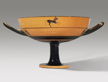 Phoenix Ancient Art Cup with black figures attributed to the painter Tleson Earthenware Diam. without handles 20,6 cm Greak art (Attica) Mid 6th century before J.C. 