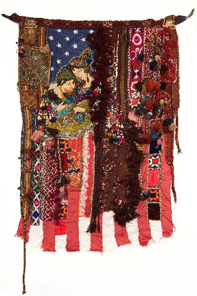 Sara Rahbar, Tomorrow we will fall in love all over again, Flag #36  2008, textiles, mixed media, 238,76x139,7 cm  