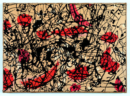 Jackson Pollock No. 7, 1950 Email auf brauner Malpappe, Papier auf Leinwand, montiert auf weißer Platte / Enamel on brown card board, paper on canvas, mounted on a white plate 33 x 50 cm Foto: MUMOK © VBK Wien, 2010