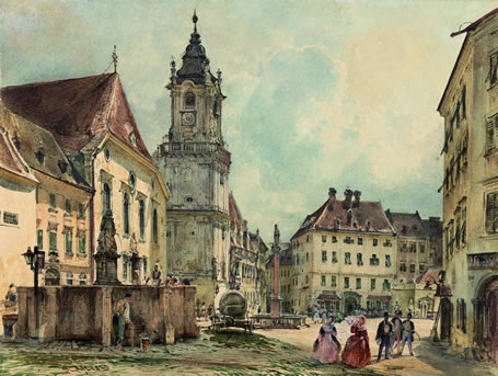 RUDOLF VON ALT (1812-1905) Der Hauptplatz in Pressburg