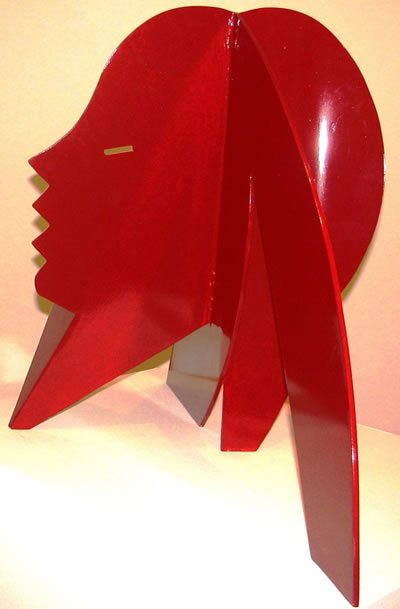 Allen Jones , Red Head, 1989, stainless-steal, painted, edition of 3, 64,5x87x49,50 cm 