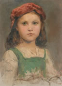 Kinderporträt Albert Ankers „Bildnis eines Mädchens mit roter Kopfbedeckung“