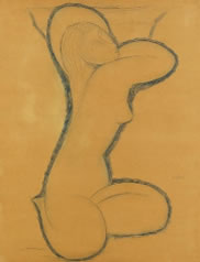 Weibliche Reize gepaart mit subtiler Erotik sicherten Amedeo Modiglianis „Cariatide“ den 1. Platz der Auktion und den Verbleib in Deutschland. Dies war einem Sammler € 425.000* wert