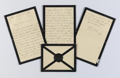 Kaiser Franz Joseph, eigenhändiger Brief mit Unterschrift an Katharina Schratt, 20. 2. 1889 mit Trauerrand, Rufpreis € 1.500