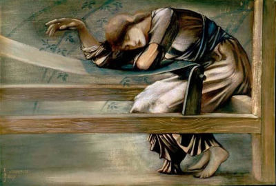 Edward Burne-Jones, Studie für Der schlafende Hofstaat, 1889, Gouache und Kreide, Birmingham Museums and Art Gallery