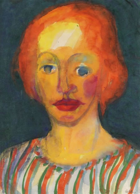 Emil Noldes um 1925 entstandener „Frauenkopf mit rotem Haar“. 