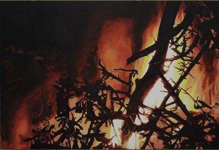      Josef Felix Müller, Feuer I, 2010, 135 x 202 x 3 cm, Öl auf Leinwand  