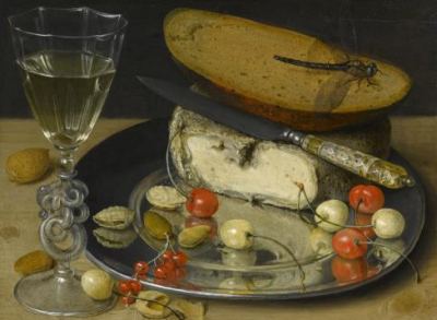 Georg Flegel, Stillleben mit Käse und Kirschen, 1635,  Öl auf Leinwand, Staatsgalerie Stuttgart
