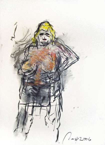 Alfred Hrdlicka, Ich sollte neben Goya haengen, 2006, Kohle, Pastell auf Leinwand, 140 x 100 cm