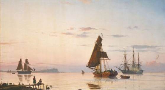 012   Christian Frederik Emil Eckardt, Segler im Abendlicht vor Samsø, Dänemark (?). 1863.  Schätzpreis 4.000 €  