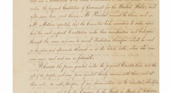 Copy of Virginia’s Official Ratification of the United States Constitution to Star in Sotheby’s Fine Books and Manuscripts Including Americana Auction  Estimated to Achieve $3/5 Million