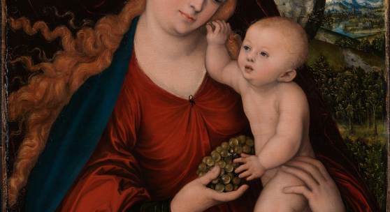 Lucas Cranach d. Ä.: Maria mit dem Kind und Weintraube, 1520. Öl auf Buchenholz, 60,5 x 42,6 cm. © Bayerische Staatsgemäldesammlungen, München / Julia Schambeck