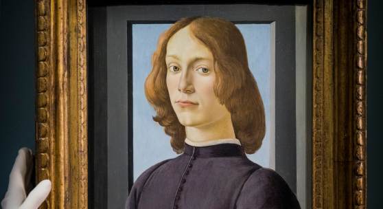 1. Sandro Botticelli, Young Man Holding a Roundel. Price/ 92,184,000 USD (N10607) Wall