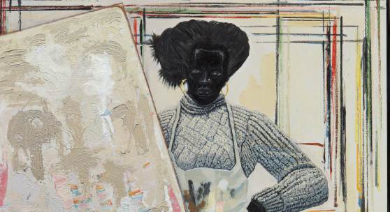 Lot 209 Kerry James Marshall Untitled (Painter) signed with the artist’s initials and dated ‘08 acrylic on PVC panel, in artist’s frame 283⁄4 by 243⁄4 in. 73 by 62.9 cm. Estimate $1.8/2.5 million Sold for $7,325,800