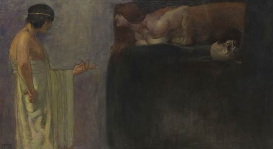 93 FRANZ VON STUCK Ödipus löst das Rätsel der Sphinx, 1891. Öl auf Leinwand Schätzpreis: € 180.000