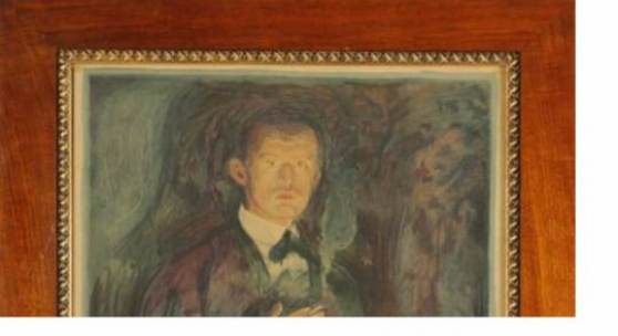 Edvard Munch, Farblithographie, handsigniertes „Selbstbildnis mit Zigarette“, gefertigt von P. W. Johannsen, 74,5x57cm, Limit € 18.000,-