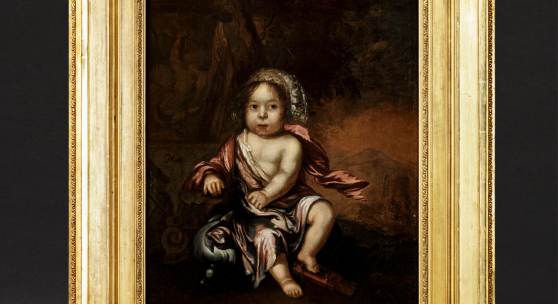 Prinz von Oranien als Amor", ein Ölgemälde auf Eichenholz, angeboten. Gemalt und signiert von Nicolas Maes (1634-93), Meisterschüler des großen Rembrandts, Ausrufpreis: 2.800 € 