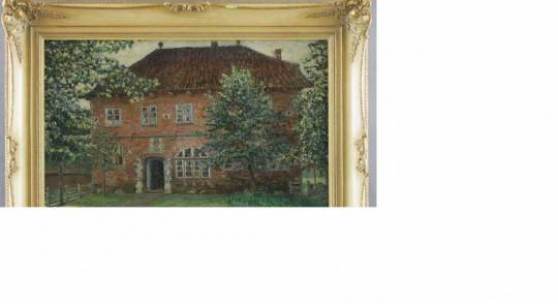 Katalog-Nr. 1 Gretchen Wohlwill (1878 - 1962) - Öl auf Leinwand, "Ansicht des Rittergut Esteburg (Estebrügge im Alten Land)", 1907 • Kategorie: Gemälde • Limit: 4.400,00 EUR