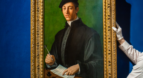 ￼Agnolo di Cosimo, called Bronzino, Portrait of A Man, Facing Left, With A Quill and a Sheet of Paper, Possibly A Self-Portrait of The Artist. Estimate: $3,000,000 - 5,000,000.