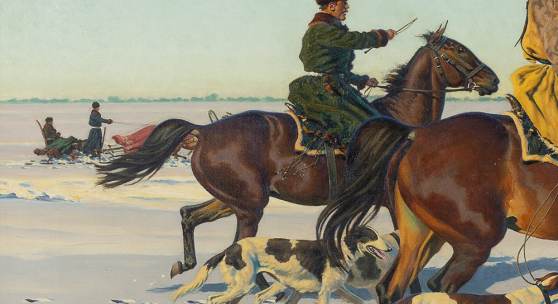 34 | Hugo Ungewitter  Jagdszene in der Winterlichen Steppe, 1940 Startpreis $12.000