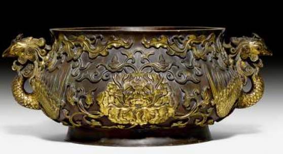Koller Auktionen Asiatica Auktion Zurich Juni 19 Prachtiges Phonix Becken H 24 Cm B 59 Cm Ergebnis Chf 4 8 Millionen Findart Cc