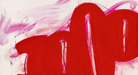 Markus Prachensky, rot auf weiss – Berlin II A, 1966, Öl auf Leinwand, 150,5 × 100,5 cm, Schätzpreis € 35.000-70.000