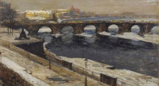 013   Gotthardt Kuehl "Augustusbrücke - Dresden". Um 1895- 1898. Zuschlag		34000 €