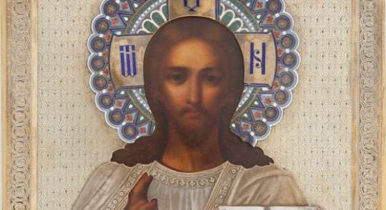 1900 entstandene Ikone mit Christus Pantokrator, die für 18.000 Euro aufgerufen wird.