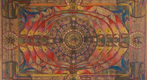 Lot 34 Adolf Wölfli Der San Salvathor graphite, colored pencil and crayon on paper 58 1/2 x 83 in.; 148.6 x 210.8 cm Executed in 1926.  Estimate $150/200,000 Sold for $795,000