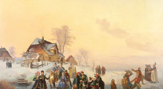 Kat.-Nr. 1323 Evers, Anton Clemens Albrecht 1802 Morizberg - 1848 Hannover Eisvergnügen vor den Toren Münchens. Schätzpreis 6.500,- EUR 