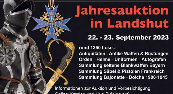 Auktion in Landshut antike Waffen, Militaria 2023