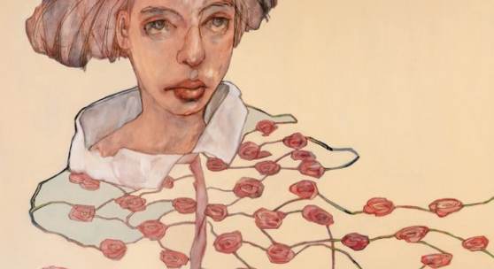 Brigitte Kranz, „Endlos sind meine Rosen”, 140 x 100 cm, Pigmentmischtechnik auf Leinen, 2022