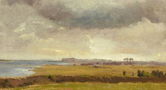 Johan Thomas Lundbye, Wiesen am Arresø, 1840. Öl auf Leinwand, 21 × 27 cm © Sammlung Christoph Müller