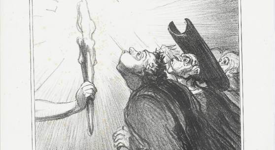 Honoré Daumier, Hauptprobe des Konzils, 1869, Lithographie, Staatsgalerie Stuttgart, Graphische Sammlung