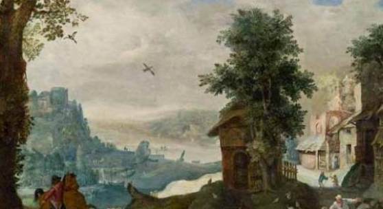 Anton Mirou (Frankenthal 1583–1669 Antwerpen) Gebirgige Flusslandschaft mit Dorf und Figuren Öl auf Kupfer, 24 x 35,5 cm, 1607 € 40.000–80.000