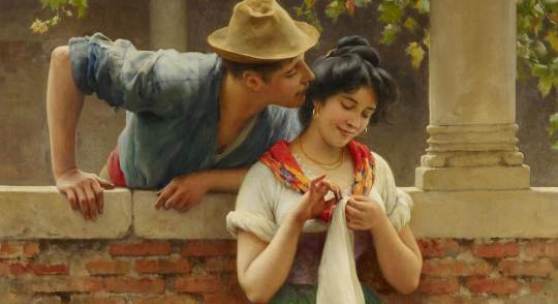 Eugen von Blaas‘ romantische Szene eines venezianischen Liebespaares, das sich ein englischer Händler für 172.500 Euro