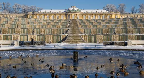 Schloss Sanssouci im Winterkleid