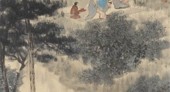 Lb.-Nr. 351 173 Fu Baoshi (1904-1965) Die Neun Alten von Xiangshan. Datiert: 1956 Tusche und Farben auf Papier, 89 x 44.5 cm Schätzpreis: € 100.000 – 150.000,-