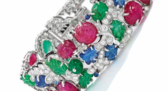 Gem-Set, Diamond and Enamel 'Tutti Frutti' Bracelet, Cartier, estimate $600-800,000